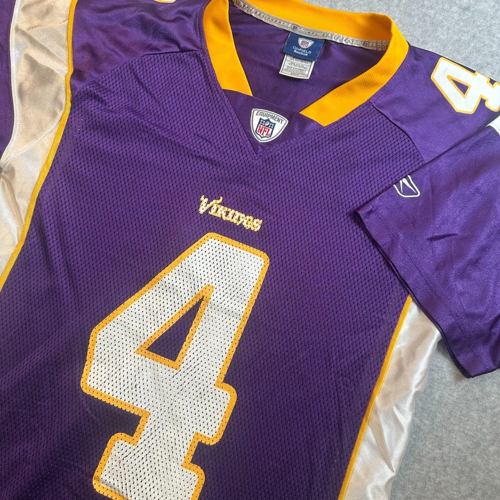 Reebok On Field Brett Favre #4 Minnesota Vikings NFL Jersey Mens Small Purple